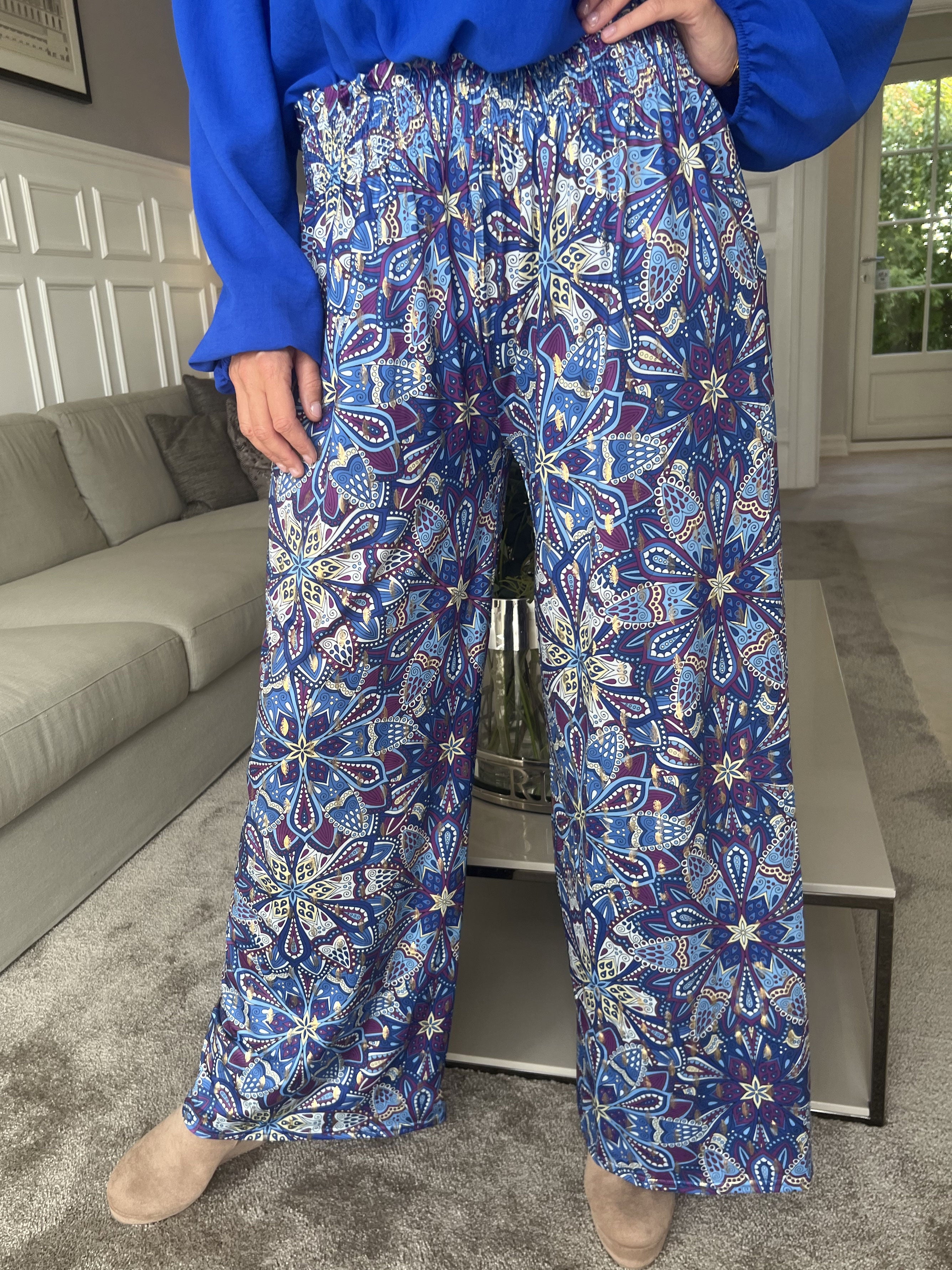 Pams Pants Multi - Løse mønstret bukser i elastisk stof